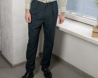 Vintage 80's Blue/Green Checked Trousers