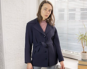 Vintage 80er Jahre Jacke mit blauem Gürtel