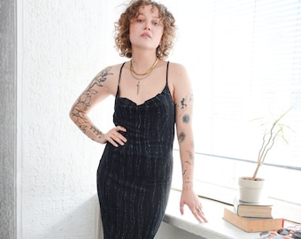 Vintage Black Shimmering Midi GIANNI VERSACE Dress