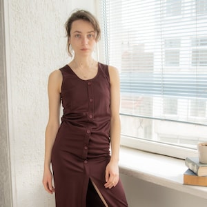 Vintage 80&#39;s Purple Sleeveless Dress