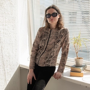 Veste vintage 90's marron à imprimé serpent