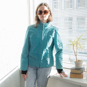 Chaqueta de ante azul vintage