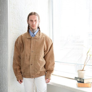 Vintage 80's Brown Suede Bomber Jacket