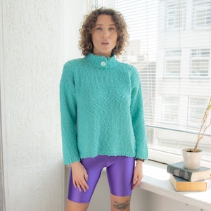 Vintage 80&#39;s Blue Textured Funky Jumper