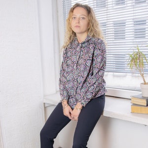 Vintage 70&#39;s Multicolour Paisley Print Blouse