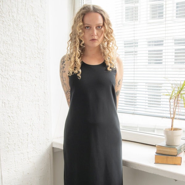 Vintage 80's Black Stretchy Midi Dress