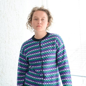 Vintage 80&#39;s Purple Patterned Cardigan