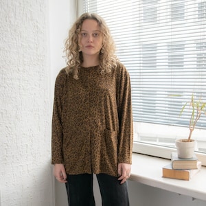 Vintage Brown Animal Print Blouse