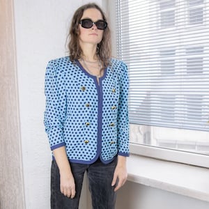 veste vintage 80's bleue à pois