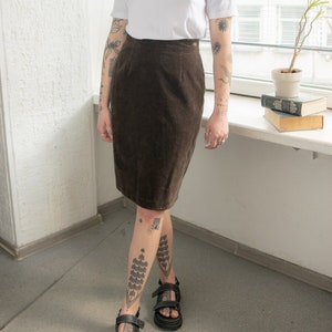 Vintage Black Velvet Pencil Skirt 30