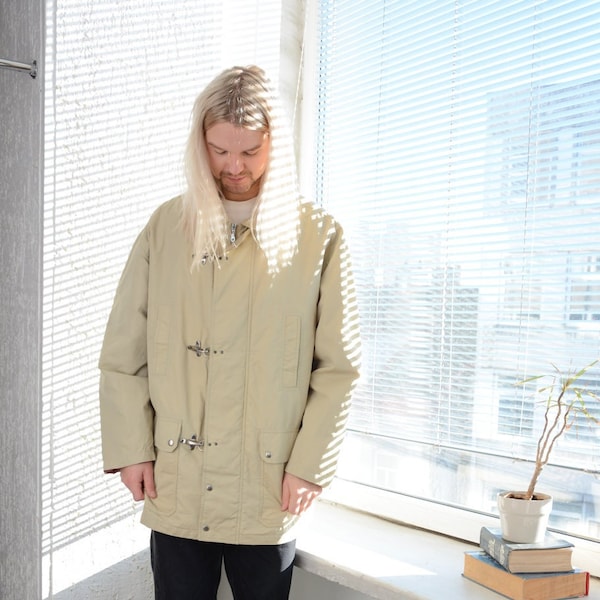 Parka beige à fermeture boucle authentique vintage