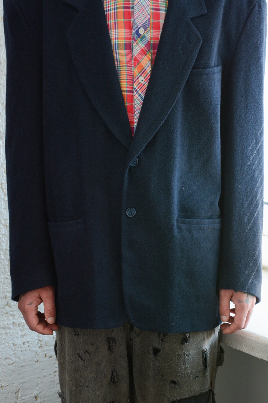 Vintage 80's Navy Wool Blazer, foto 4 di 5
