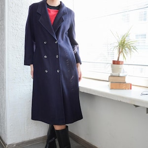 Vintage Navy Blue Wool Double Breasted Coat
