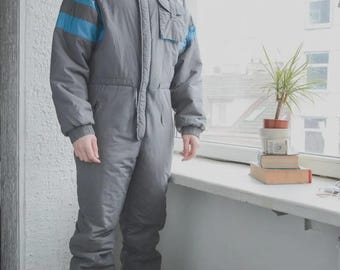 ヴィンテージモダングレーハイカラースキースーツ