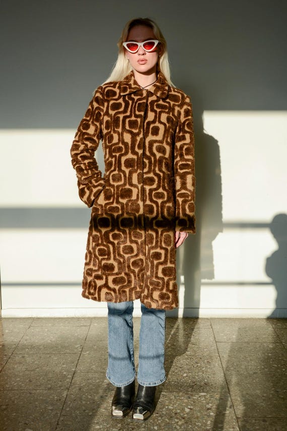 Vintage Authentic MISS SIXTY Brown Faux Fur Pattern Wool Coat - Etsy Vintage Authentic MISS SIXTY Brown Faux Fur Pattern Wool Coat - Etsy