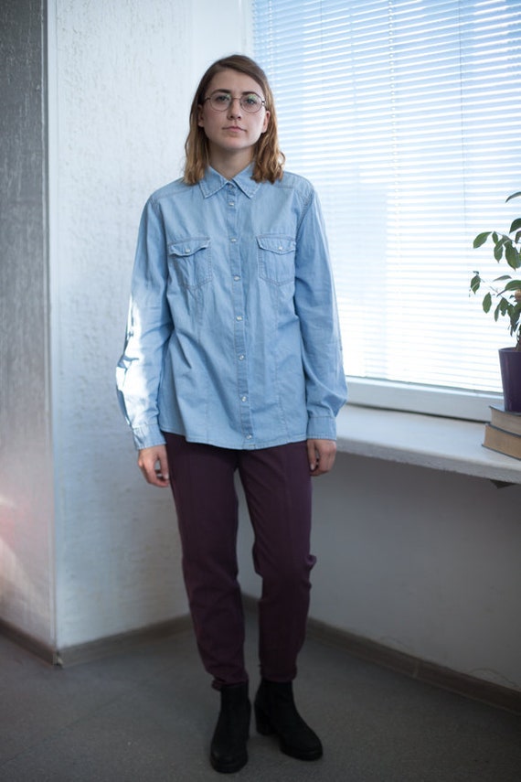Vintage 90's Light Blue Denim Shirt