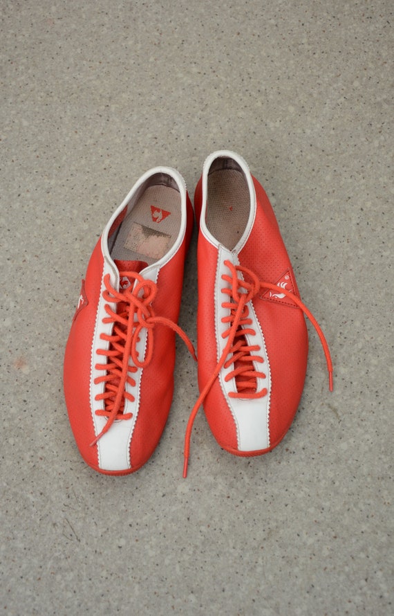 Vintage 1990’s Le Coq Sportif Men’s Leather Red Shoes sz 6.5 Wendon Sneakers