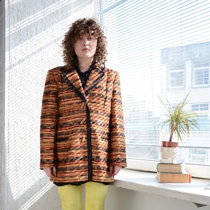 Vintage bruin getextureerde art-decoblazerjasje