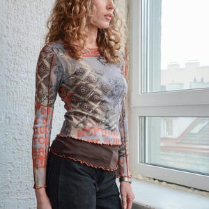 JEAN PAUL GAULTIER Multicolour Double Layer Mesh Top