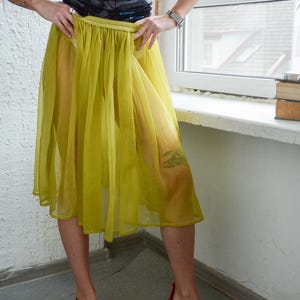 Vintage MARITHÉ & FRANÇOIS GIRBAUD Authentic Fresh Green Seen Through Midi Skirt