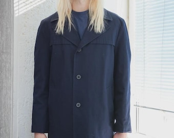 Vintage Classic Navy Blue Trench Coat
