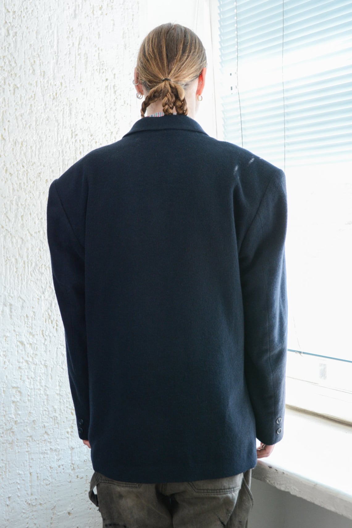 Vintage 80's Navy Wool Blazer, foto 3 di 5