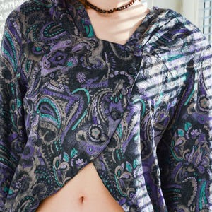 Vintage 70's Purple Paisley Print Top