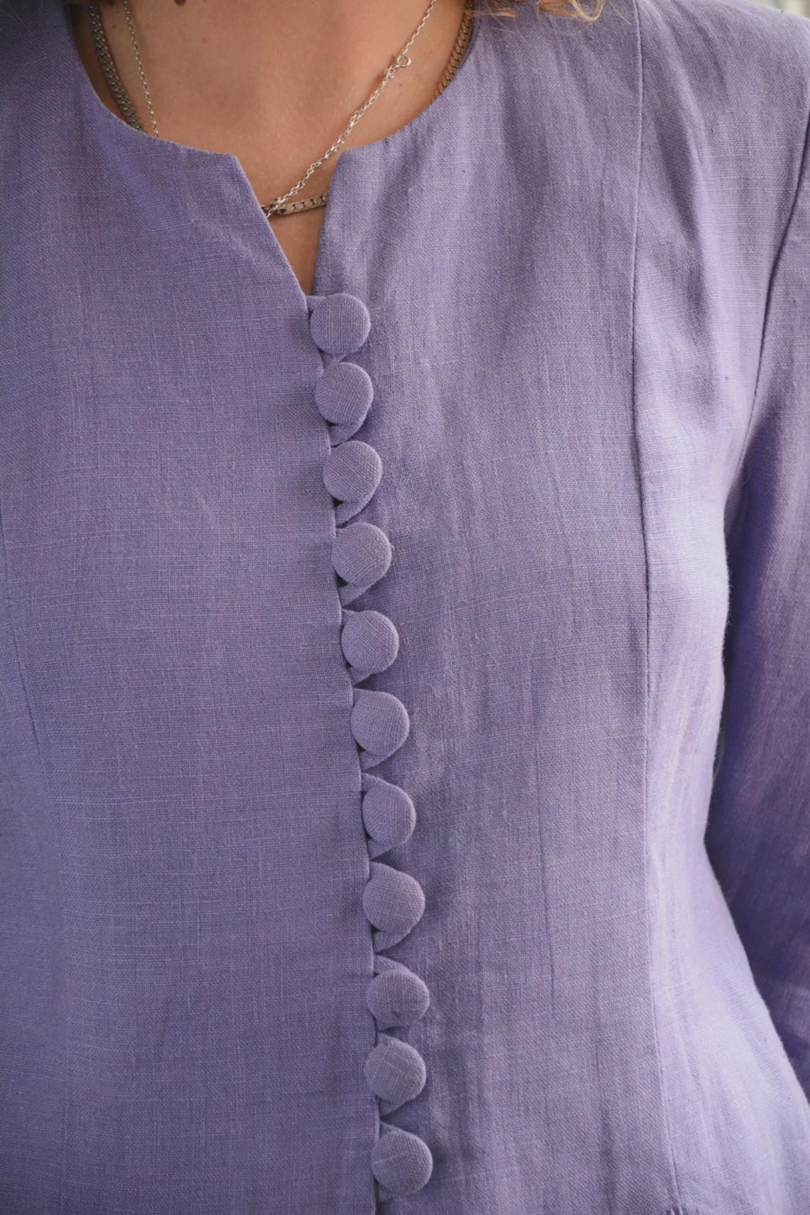 Vintage Funky Purple Linen Blazer Jacket, foto 3 di 4