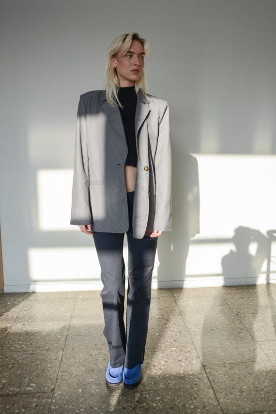Vintage Classic Grey Blazer Jacket