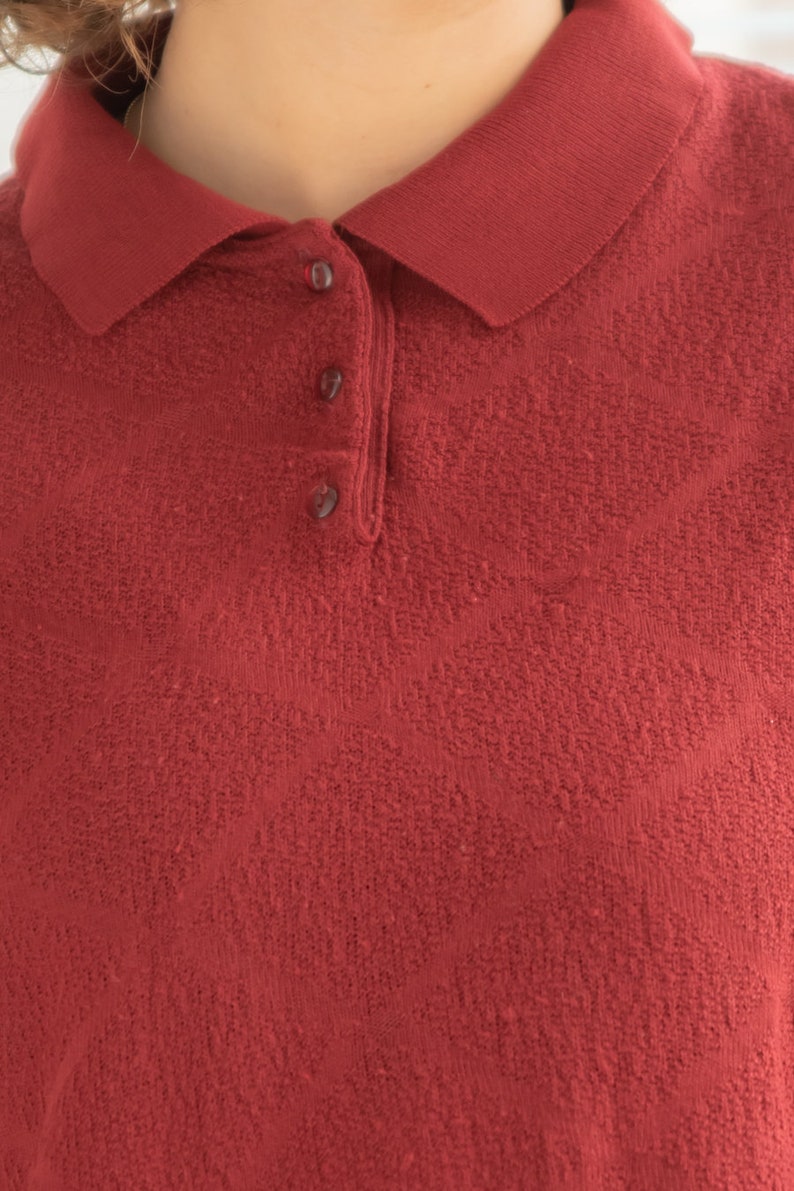 Vintage 70's Red Wool Textured Top image 3