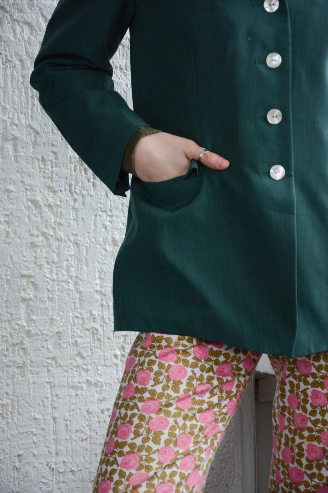 Vintage Green Wool Blazer, foto 4 di 4