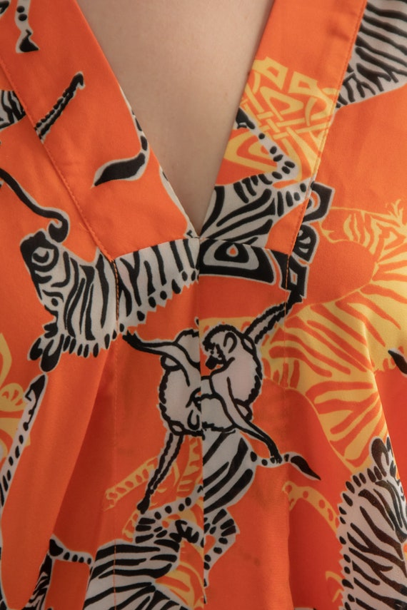 Vintage 80's Orange Tiger Print mini BIBA Dress - image 3