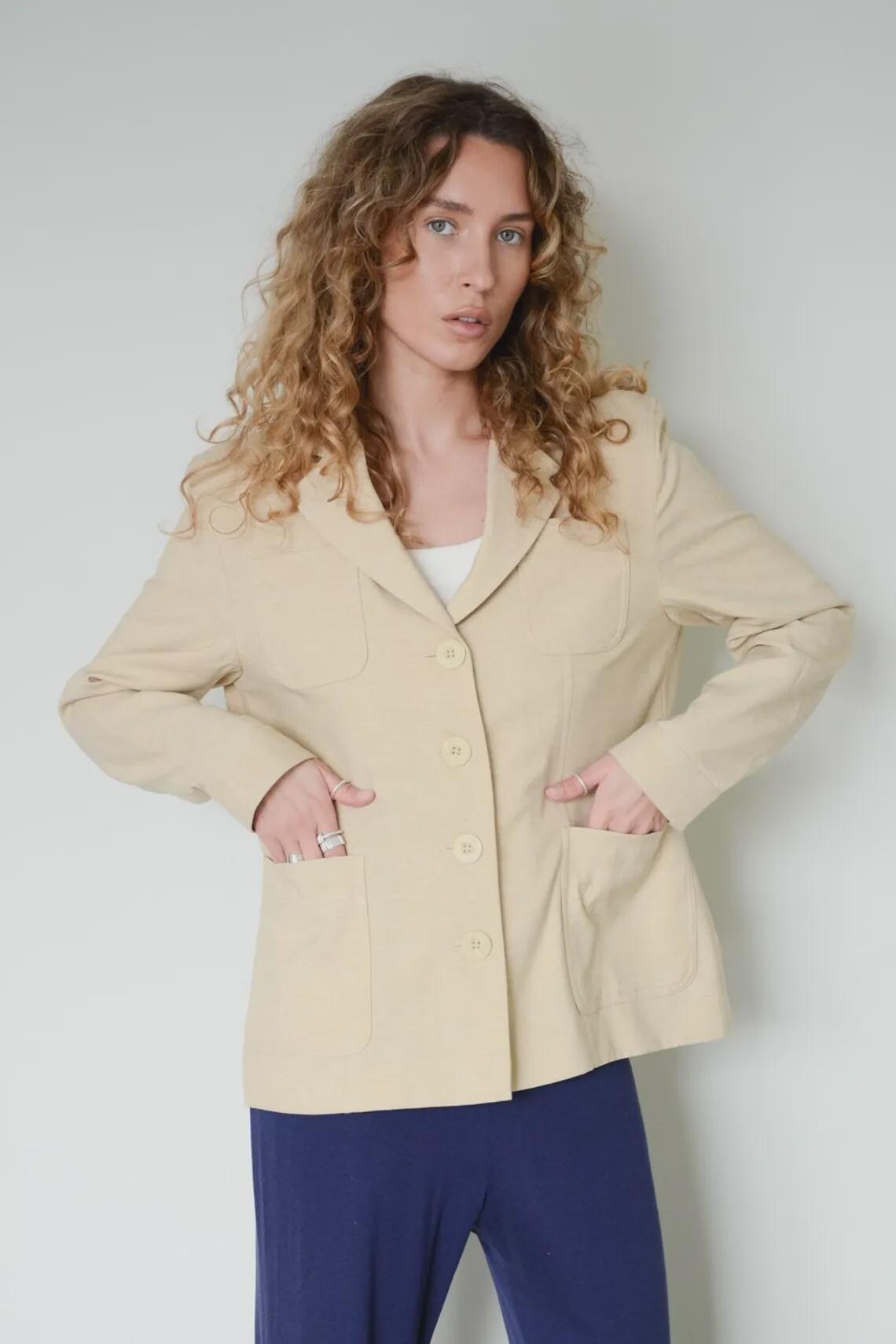 Vintage Beige Blazer Jacket, foto 3 di 5