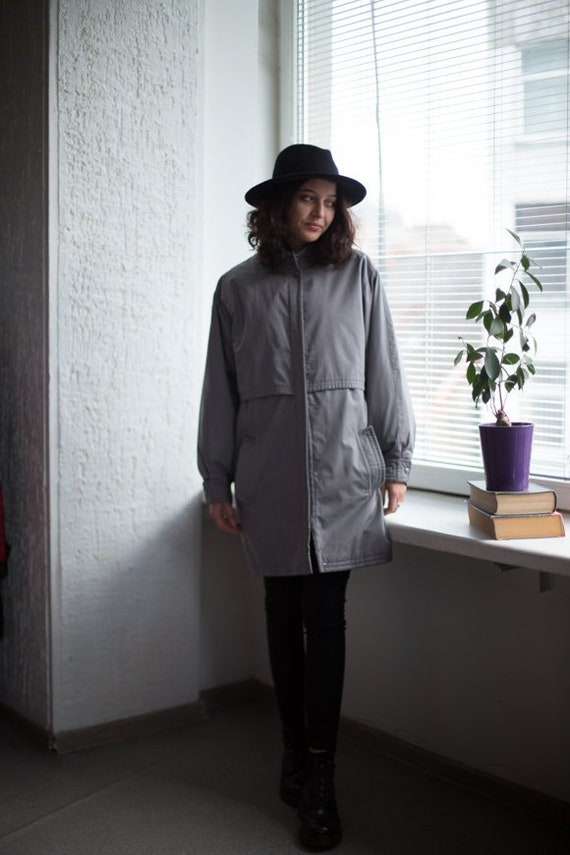 Vintage 80's Parka Coat In Grey