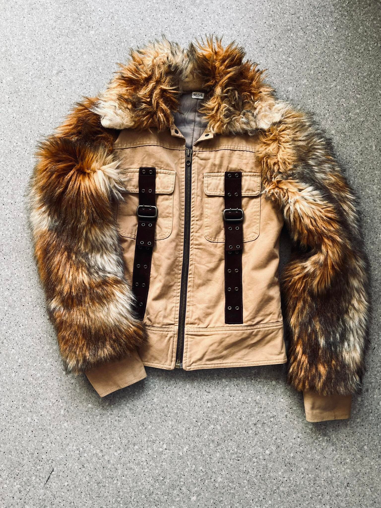 BROWNY STANDARD n2b fur jacket y2k・ギャル Vintage Y2K Brown Faux Fur Sleeves Jacket - Etsy