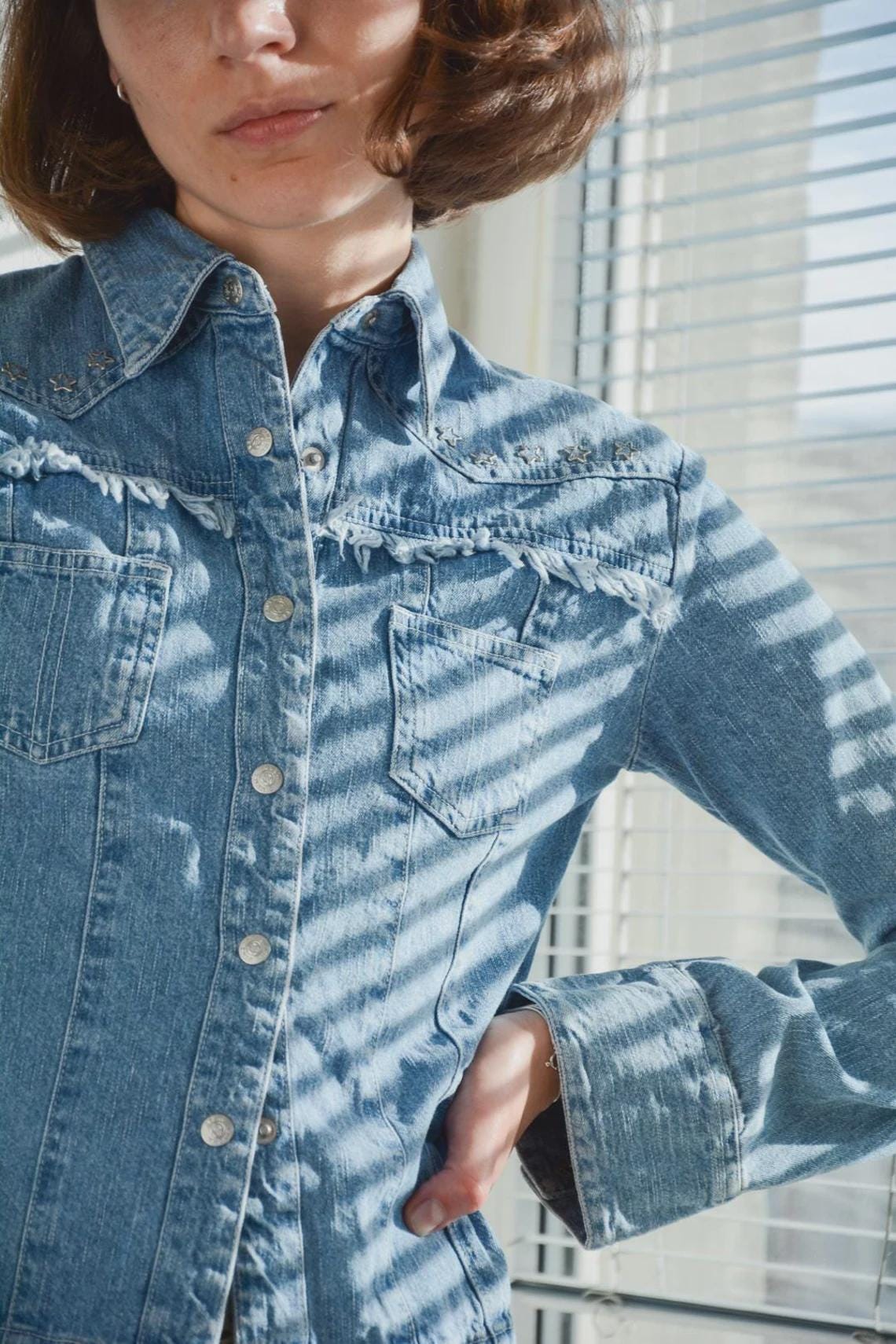 Vintage Blue Denim Shirt/Jacket, foto 2 di 5