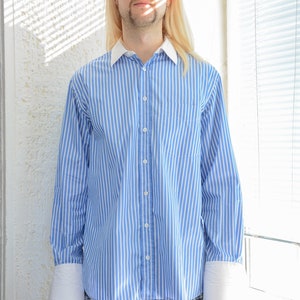 Vintage Blue Striped Shirt