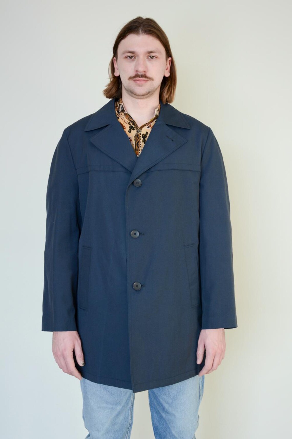 Vintage Classic Navy Blue Trench Coat, foto 2 di 5