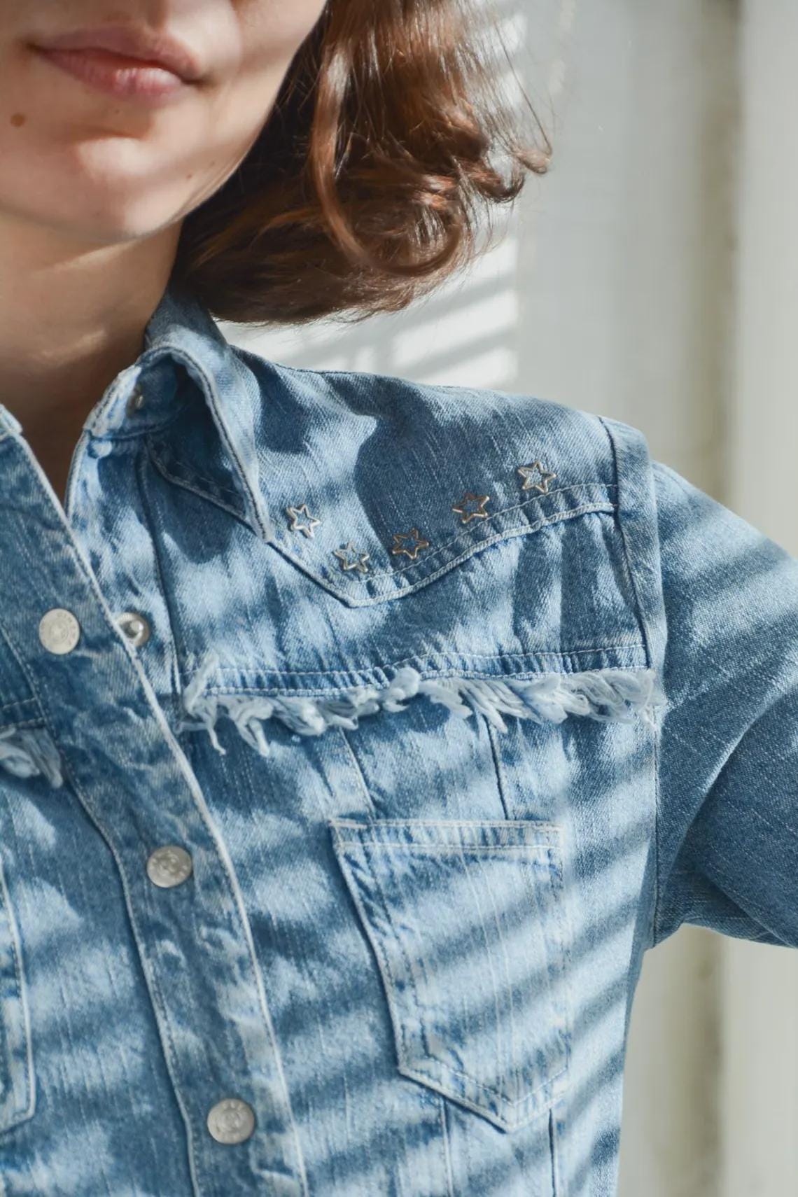 Vintage Blue Denim Shirt/Jacket, foto 4 di 5