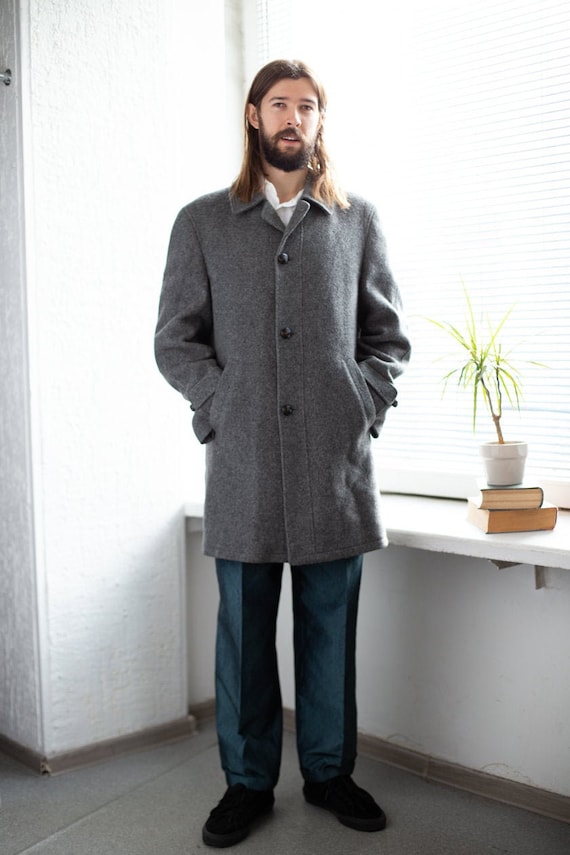 Vintage 70's Grey Wool Minimalist Coat
