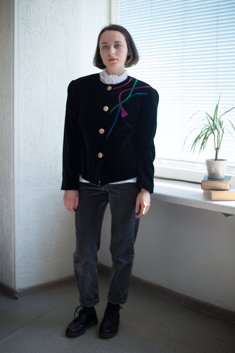 Vintage 70/'s Black Velvet Jacket