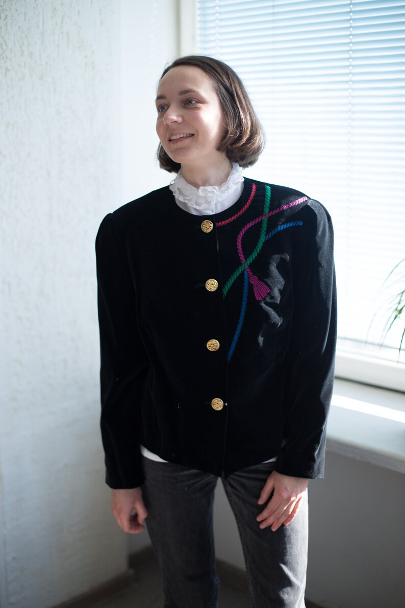 Vintage 70/'s Black Velvet Jacket