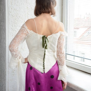 Vintage White Lace Corset Top image 5