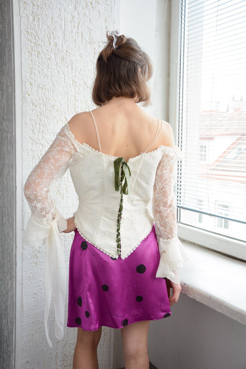 Vintage White Lace Corset Top image 5