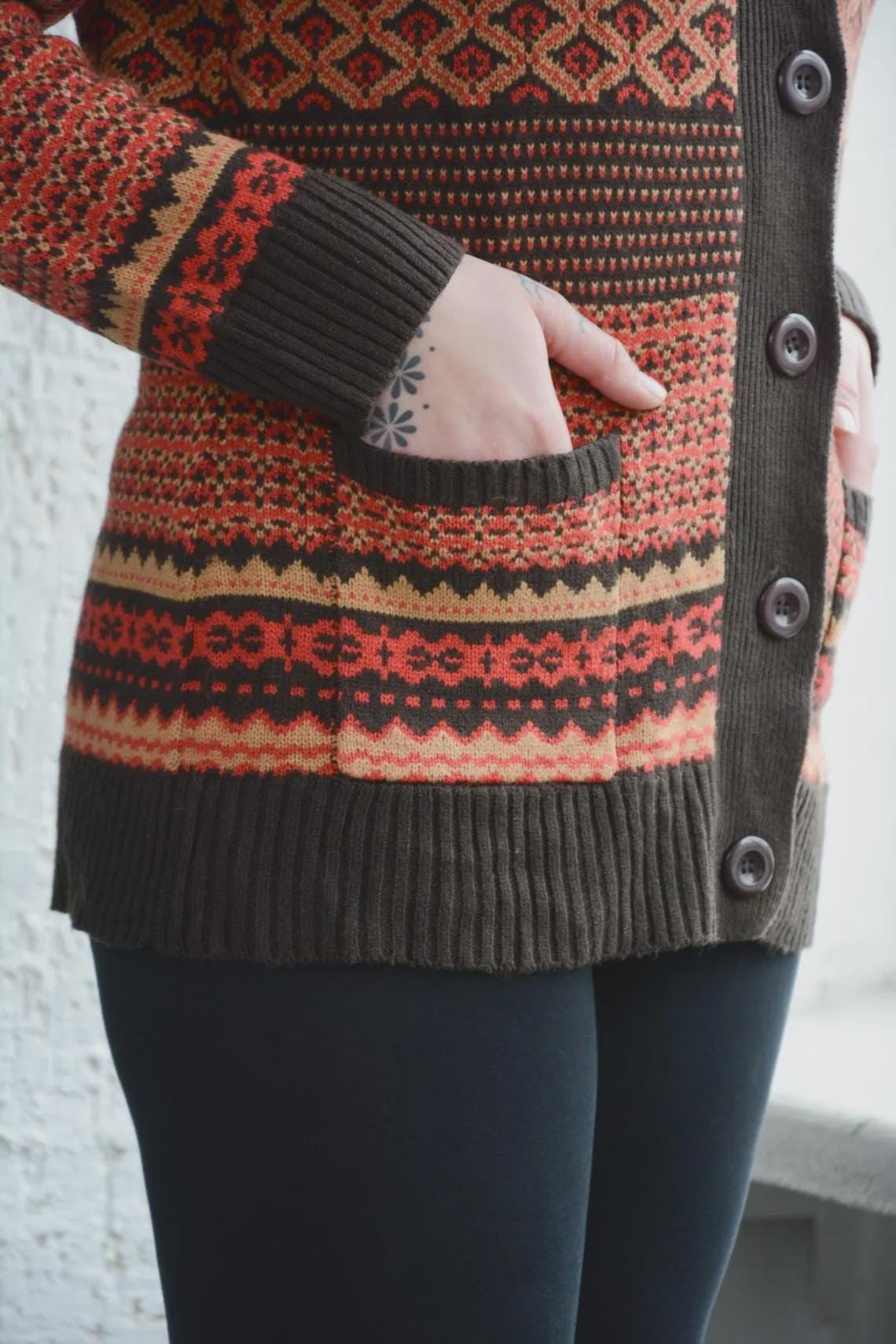 Vintage Brown Bohemian Cardigan, foto 4 di 4