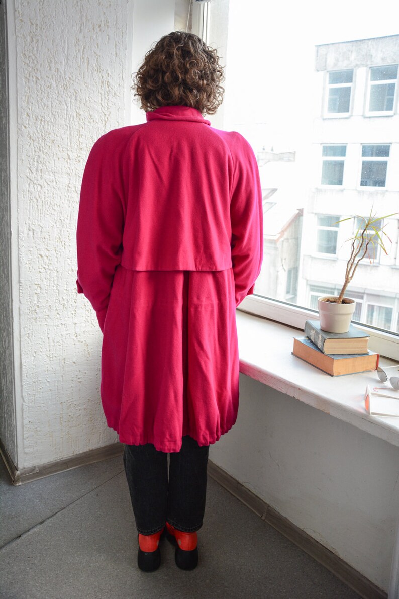 Vintage 80's Magenta Pink Wool Parka Coat imagem 3