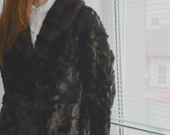 Vintage Mod 60-tals brun kappa i fuskpäls