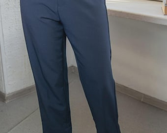 Vintage Navy Blue Classic  Trousers