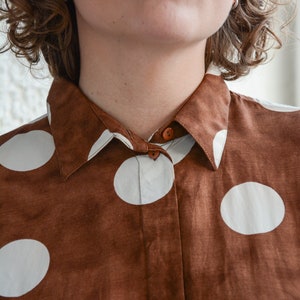 Vintage 80's Brown Polka Dot Shirt image 4