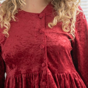 Vintage 80's Red Velvet Long Sleeved Mini Dress image 3